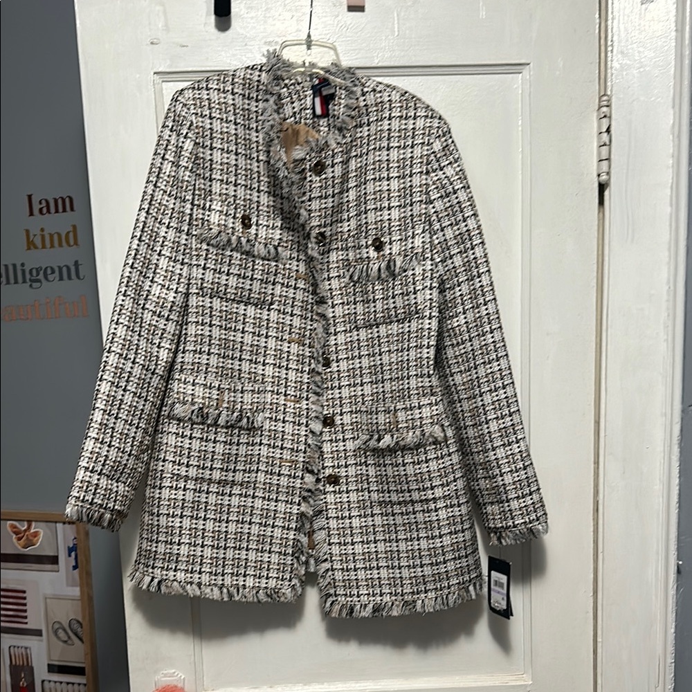 Tommy Hilfiger Black and White Plaid Blazer